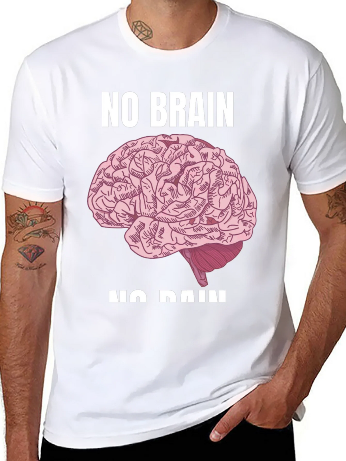 No Brain No Pain Graphic Tee - Bold Statement T-Shirt product image 6