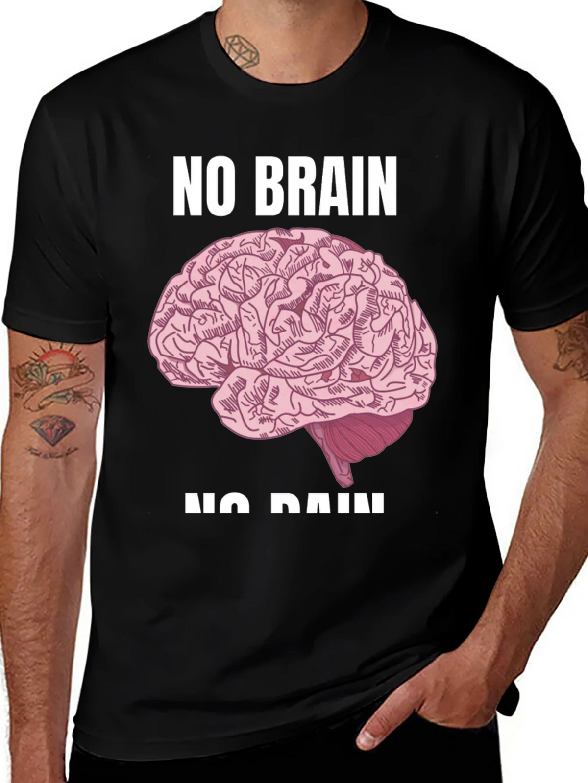No Brain No Pain Graphic Tee - Bold Statement T-Shirt product image 1