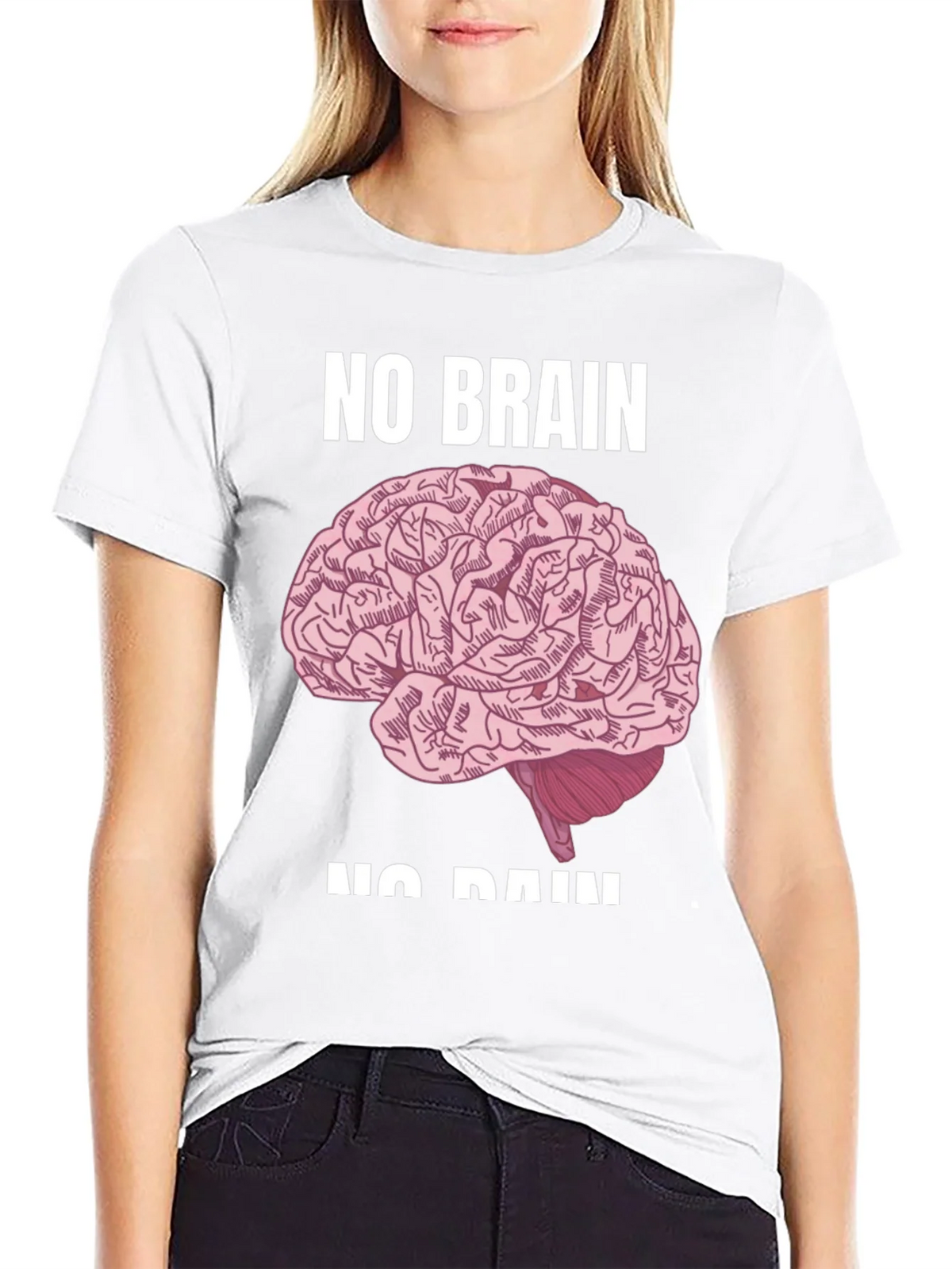 No Brain No Pain Graphic Tee - Bold Statement T-Shirt product image 7