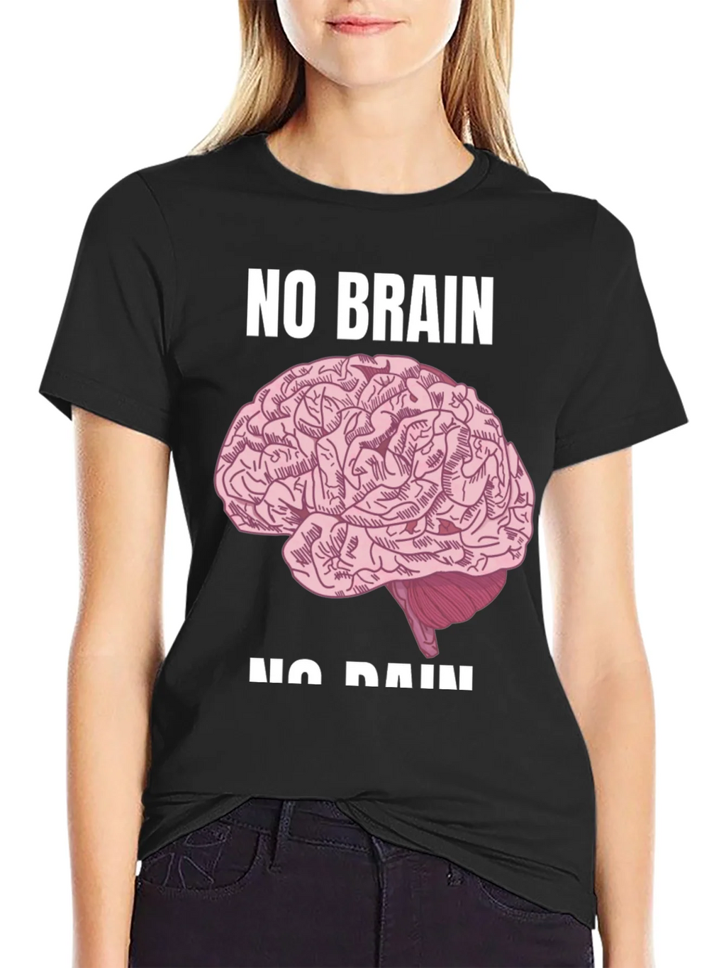 No Brain No Pain Graphic Tee - Bold Statement T-Shirt product image 2