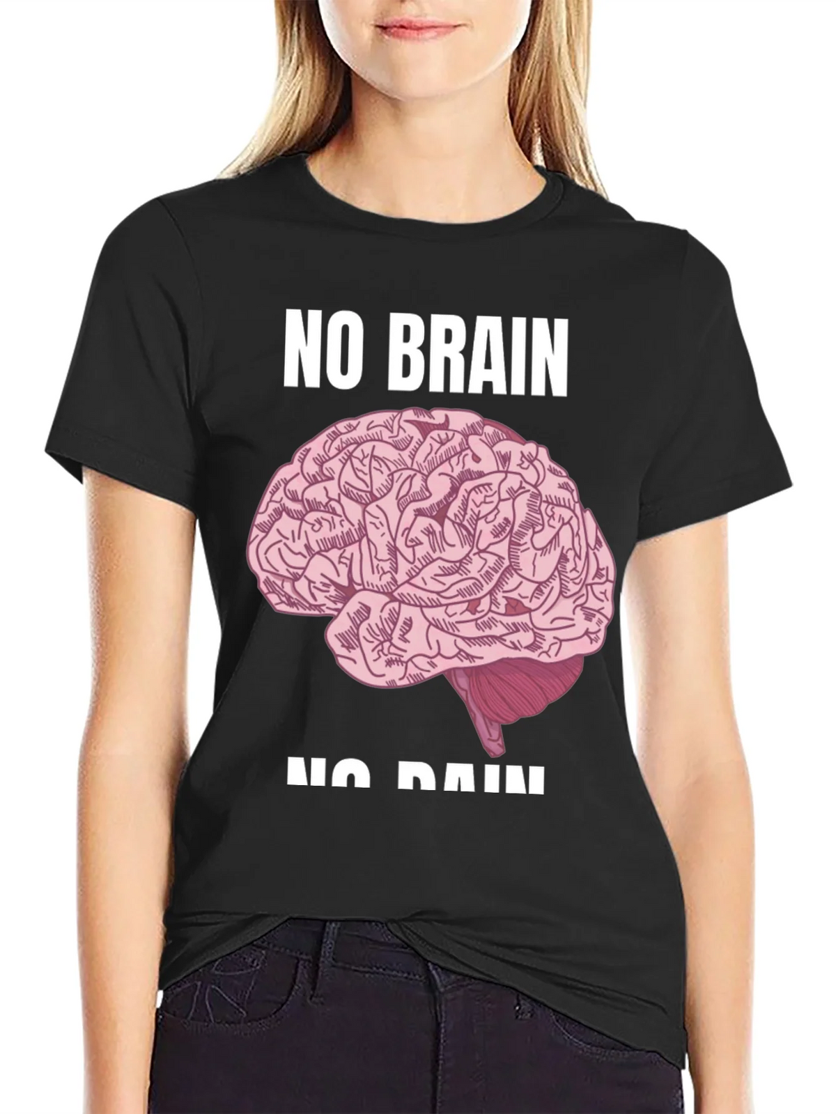 No Brain No Pain Graphic Tee - Bold Statement T-Shirt product image 2
