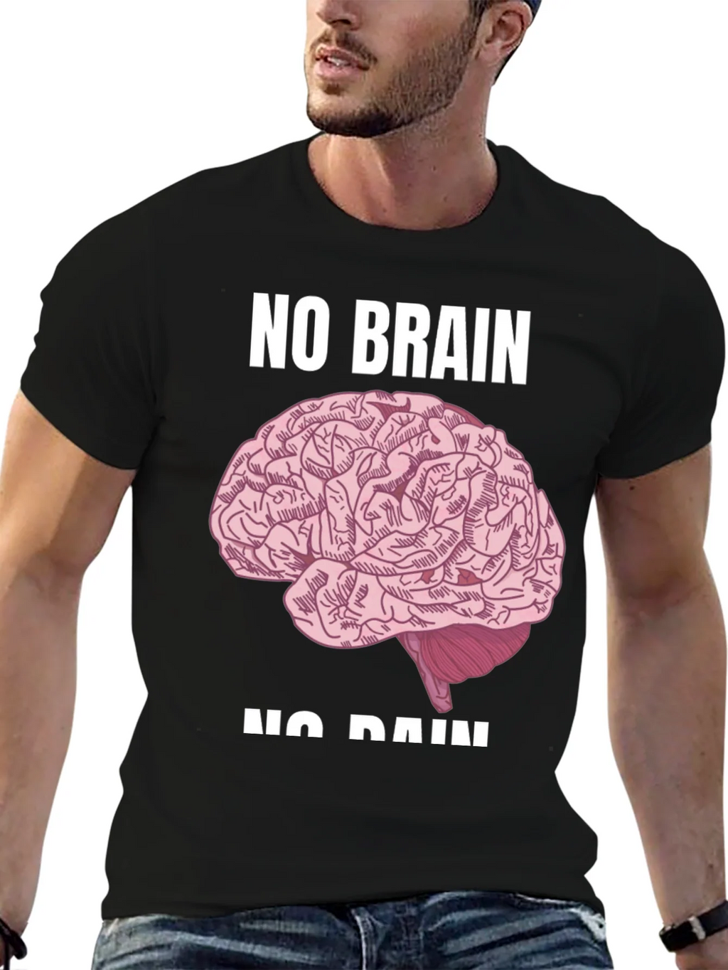 No Brain No Pain Graphic Tee - Bold Statement T-Shirt product image 5