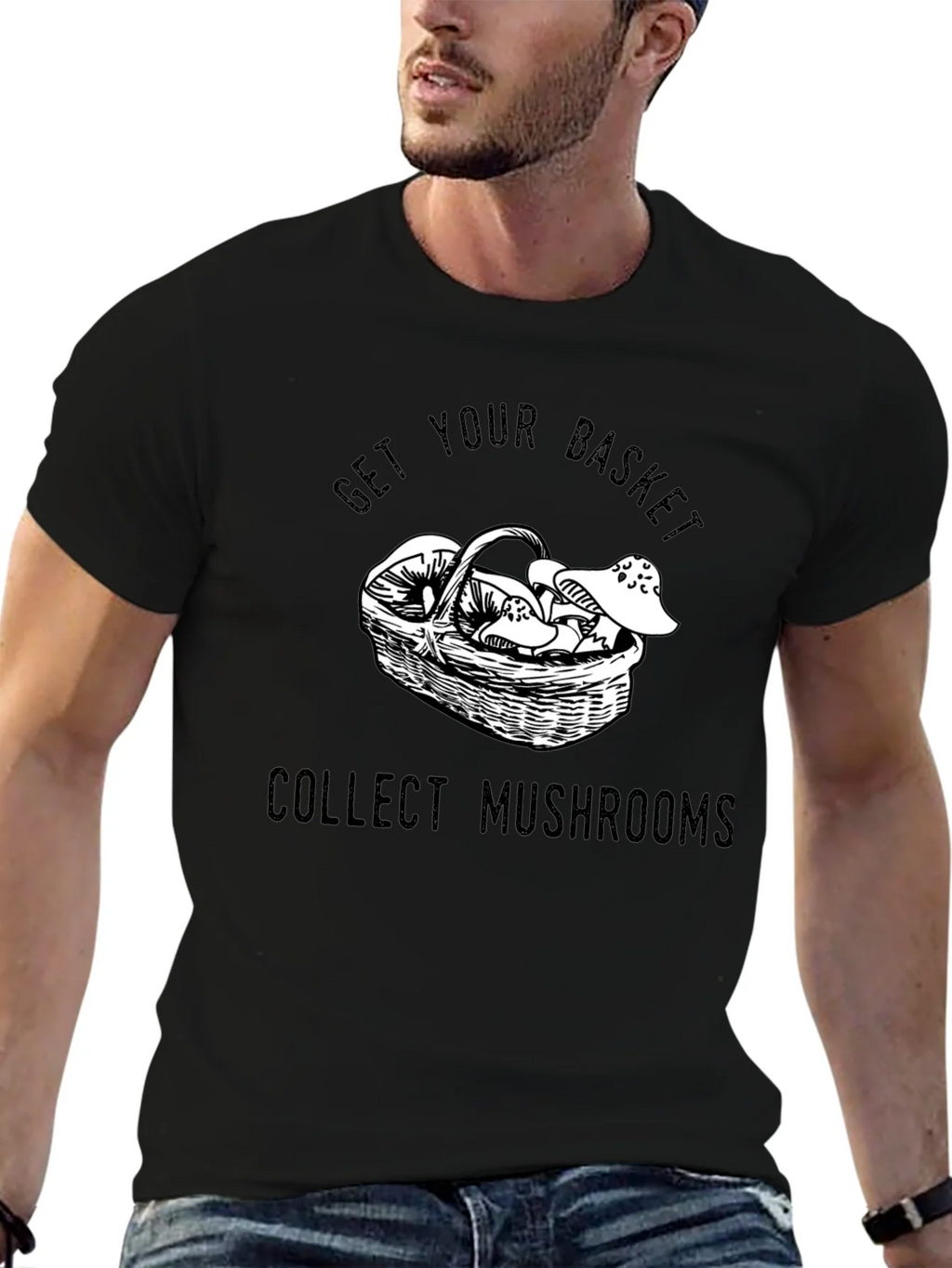 Get Your Basket Collect Mushrooms Black T-Shirt product image 5