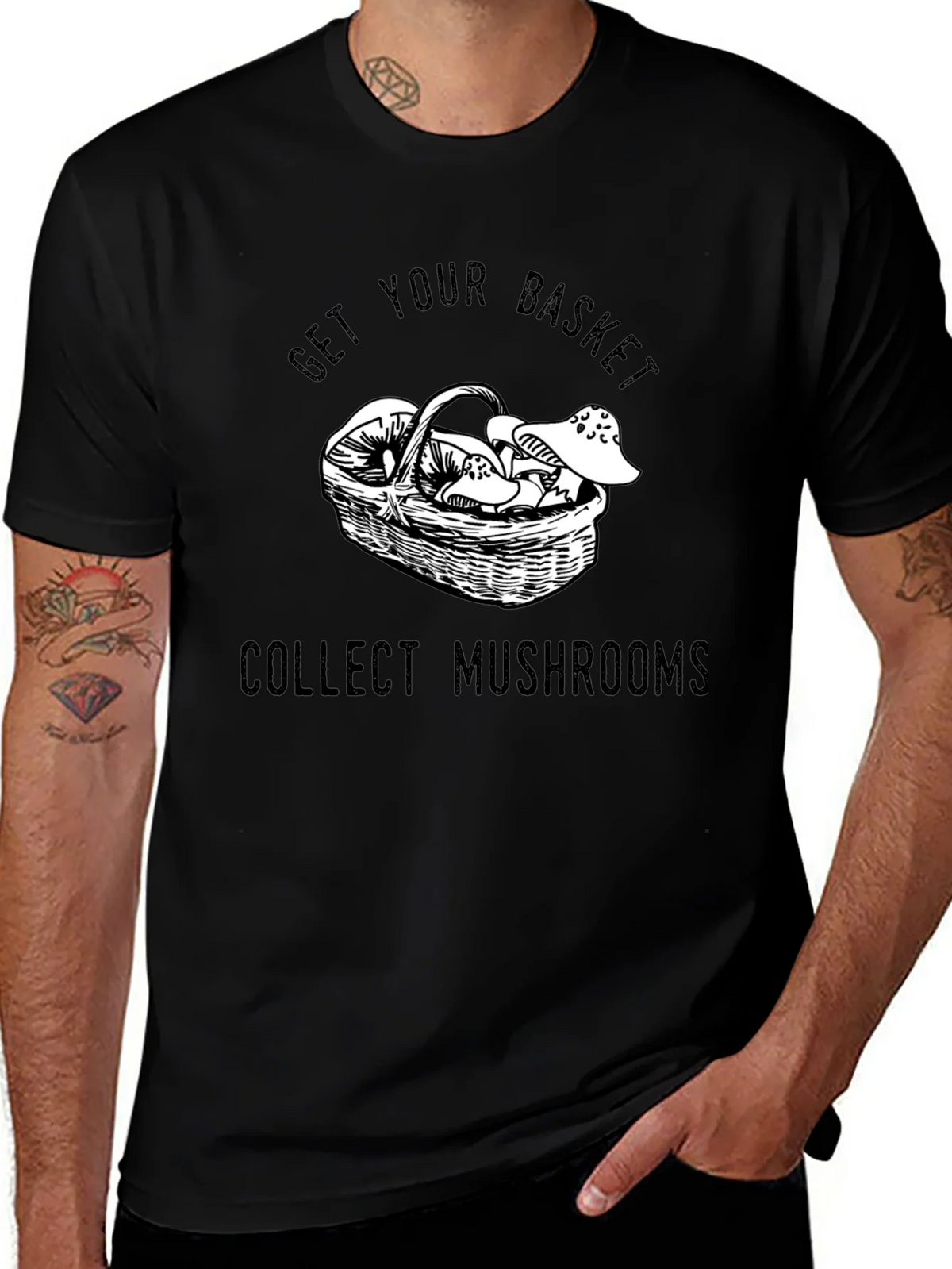 Get Your Basket Collect Mushrooms Black T-Shirt product image 1