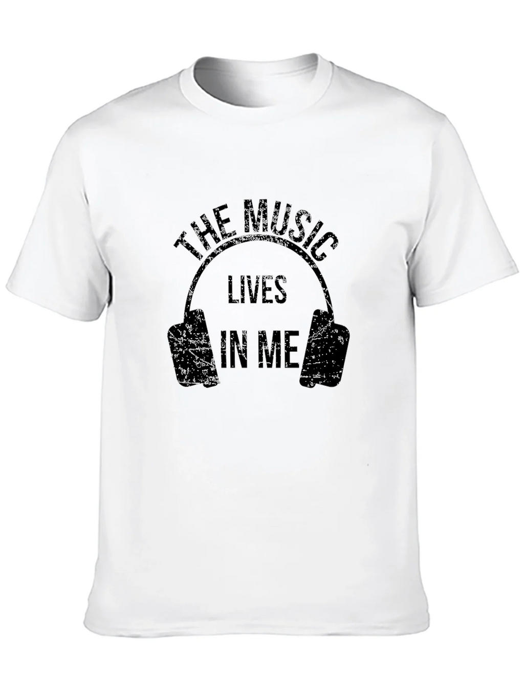 The Music Lives In Me Headphones Black T-Shirt product image 7