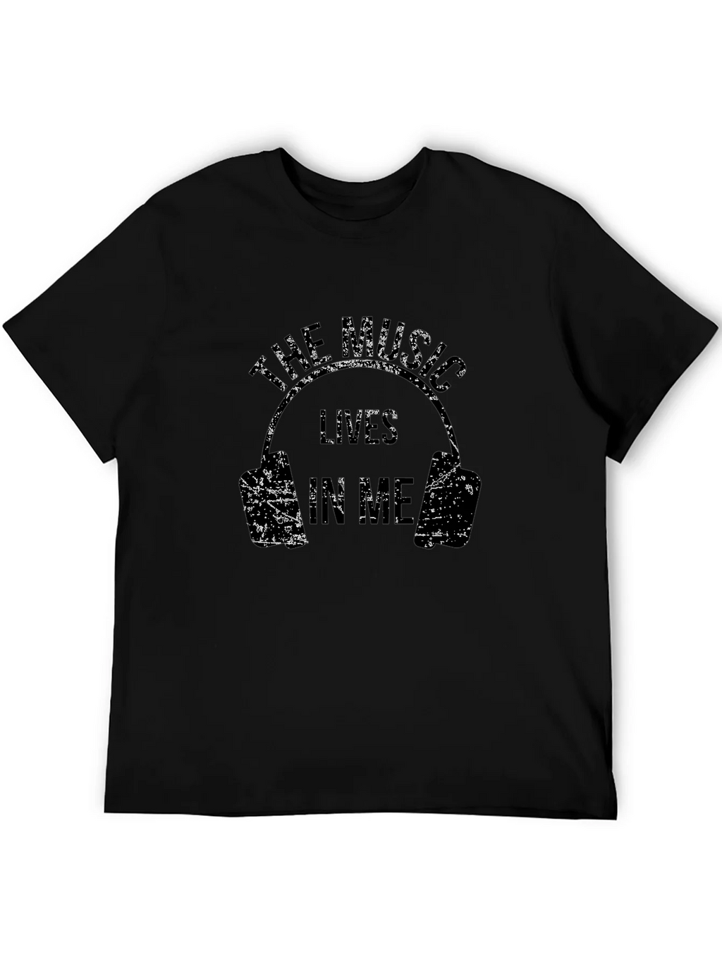 The Music Lives In Me Headphones Black T-Shirt product image 4