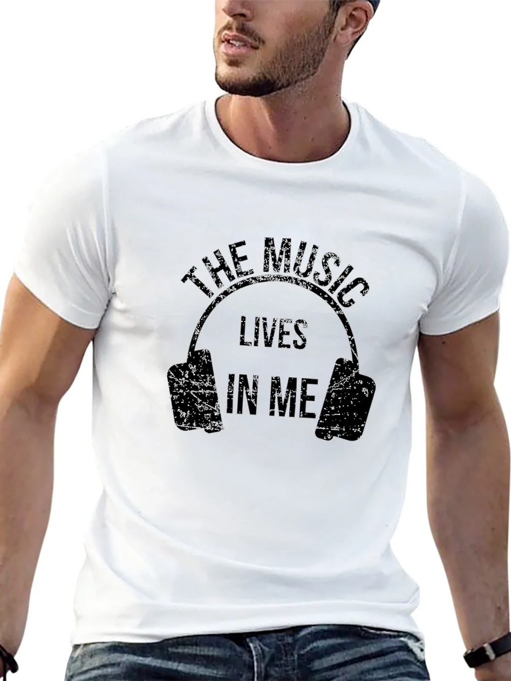 The Music Lives In Me Headphones Black T-Shirt product image 10
