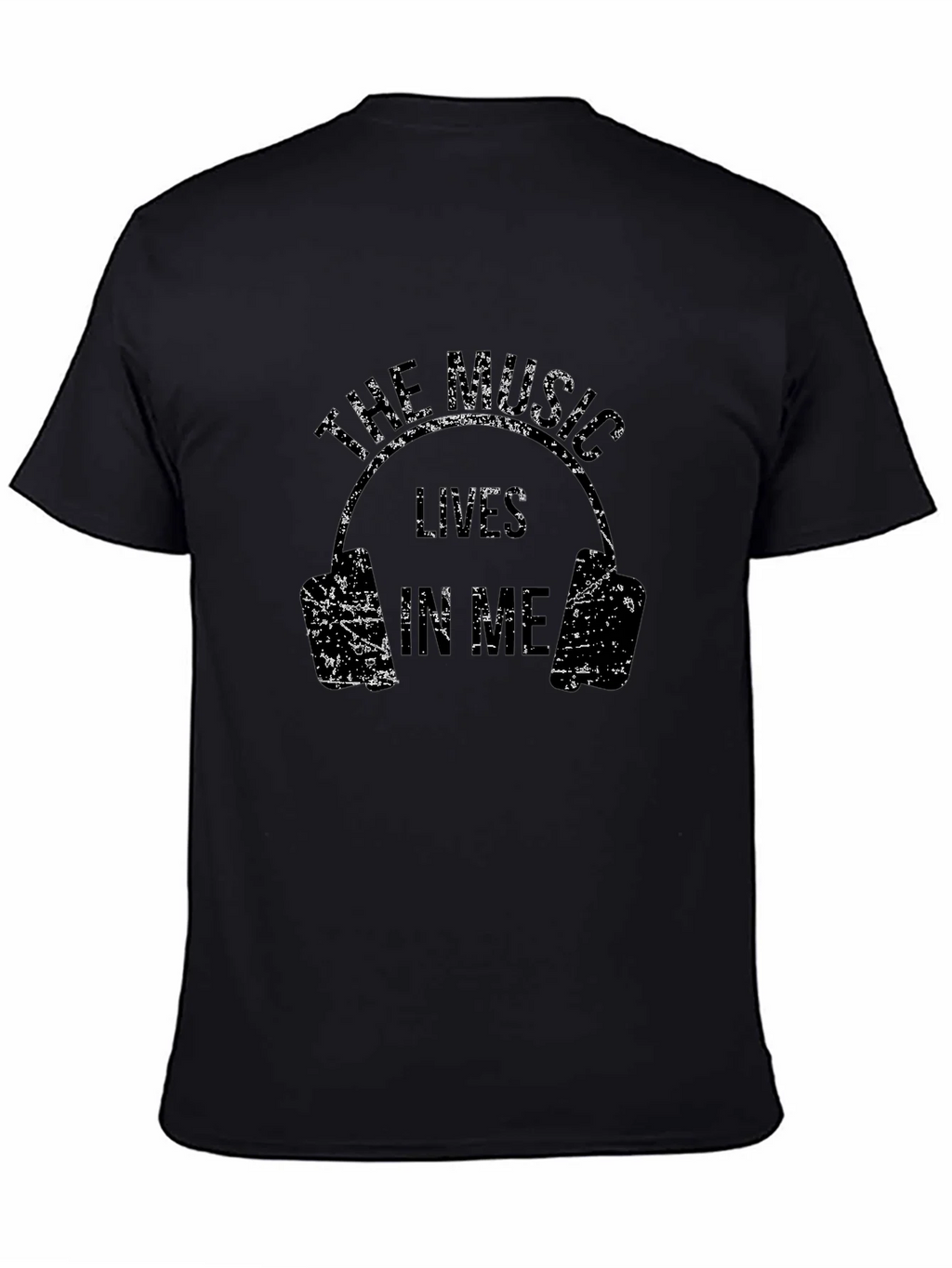 The Music Lives In Me Headphones Black T-Shirt product image 3