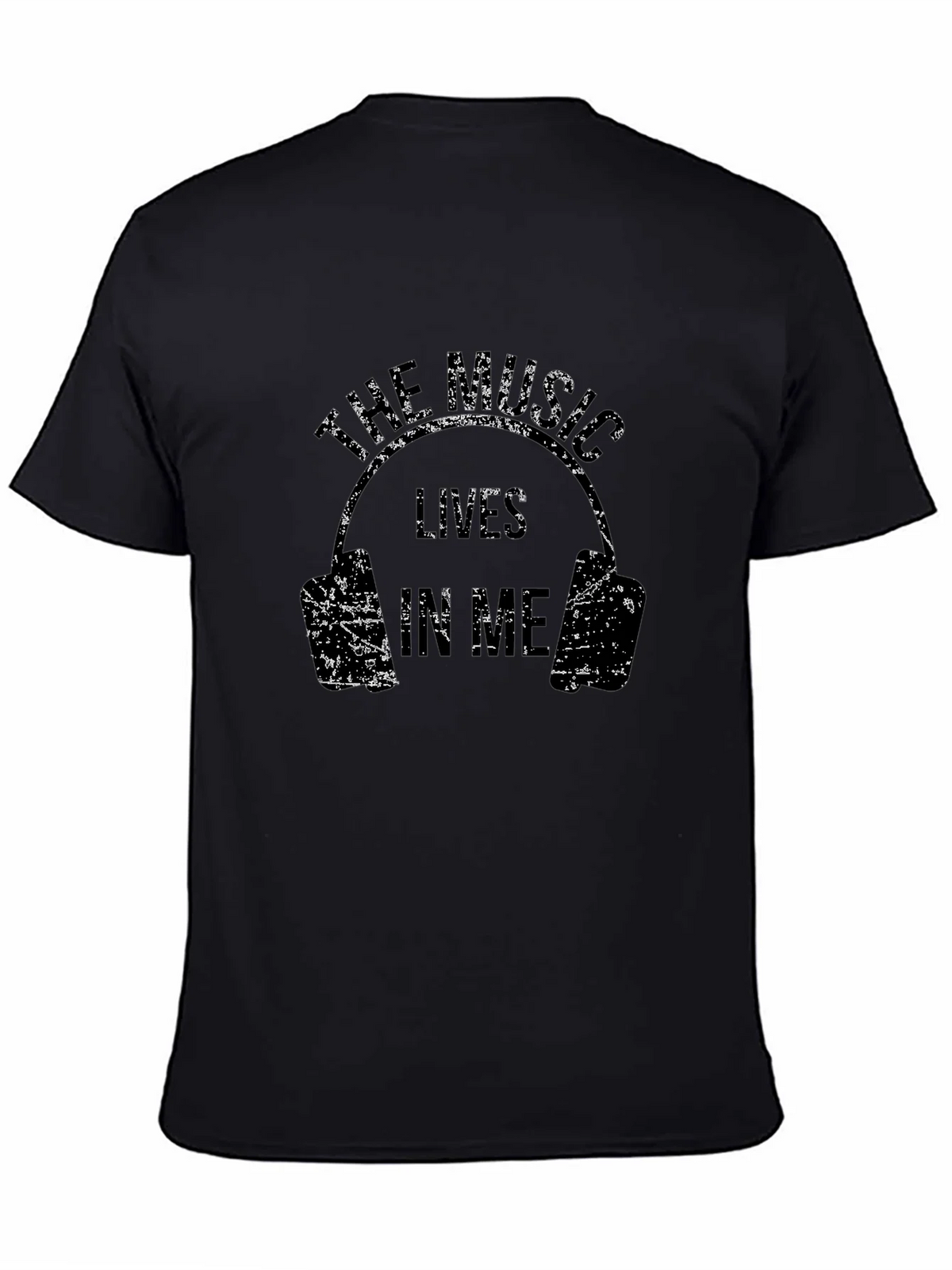 The Music Lives In Me Headphones Black T-Shirt product image 3