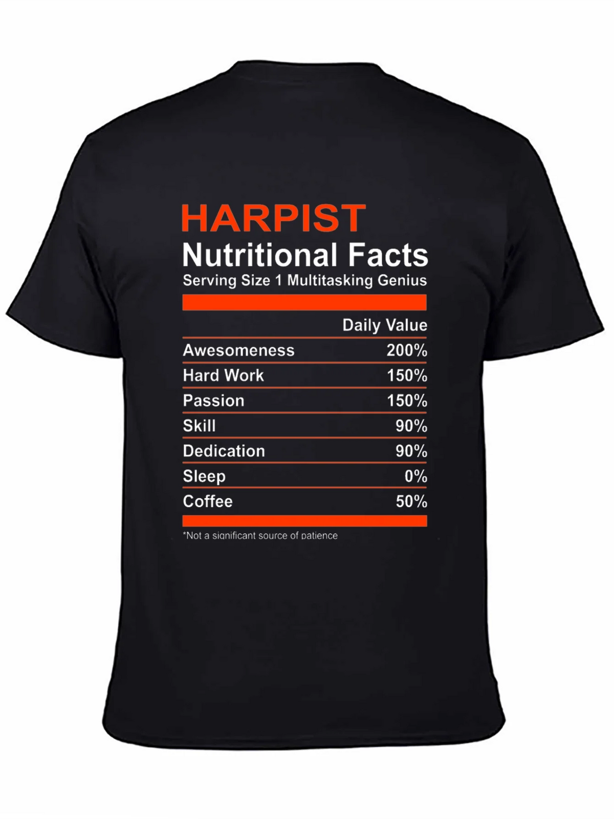 Harpist Nutritional Facts T-Shirt product image 4