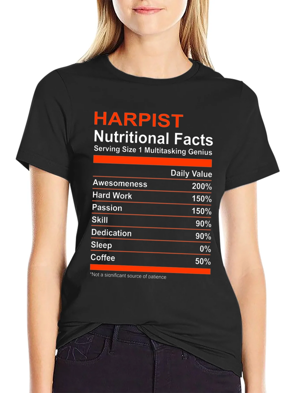 Harpist Nutritional Facts T-Shirt product image 2