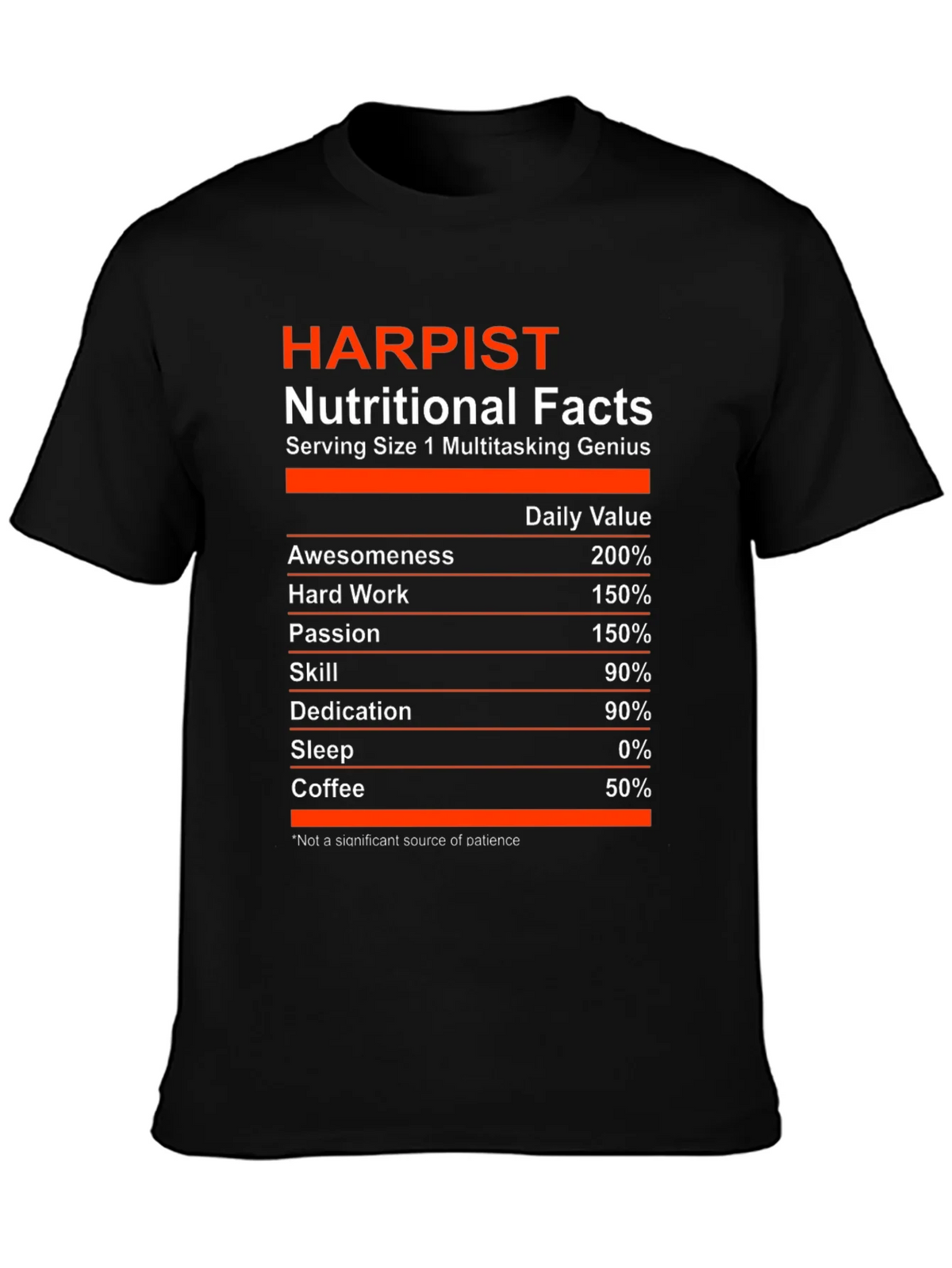 Harpist Nutritional Facts T-Shirt product image 3