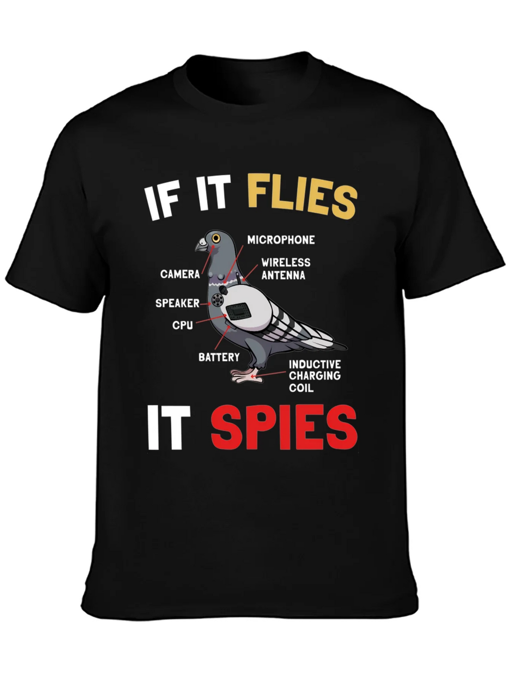 If It Flies It Spies Pigeon T-Shirt product image 2