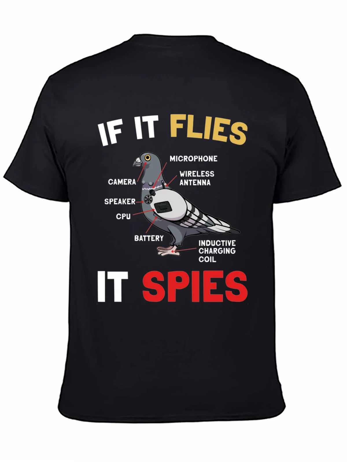 If It Flies It Spies Pigeon T-Shirt product image 3