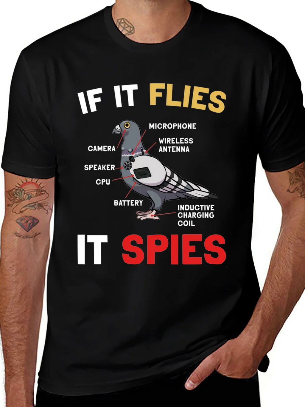 If It Flies It Spies Pigeon T-Shirt product image 1