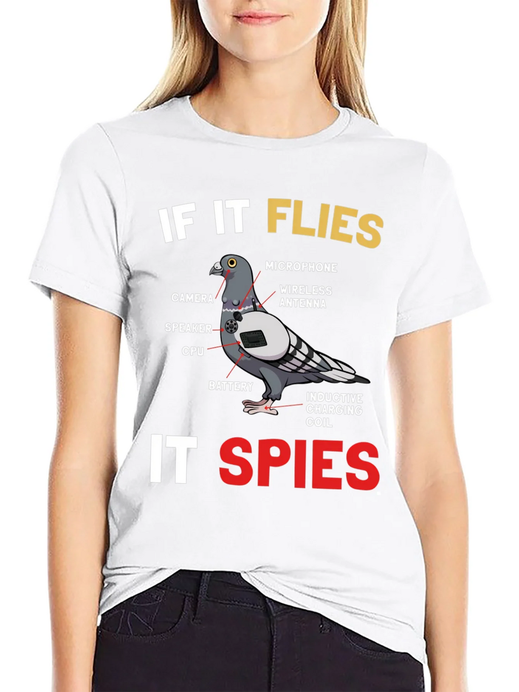 If It Flies It Spies Pigeon T-Shirt product image 7