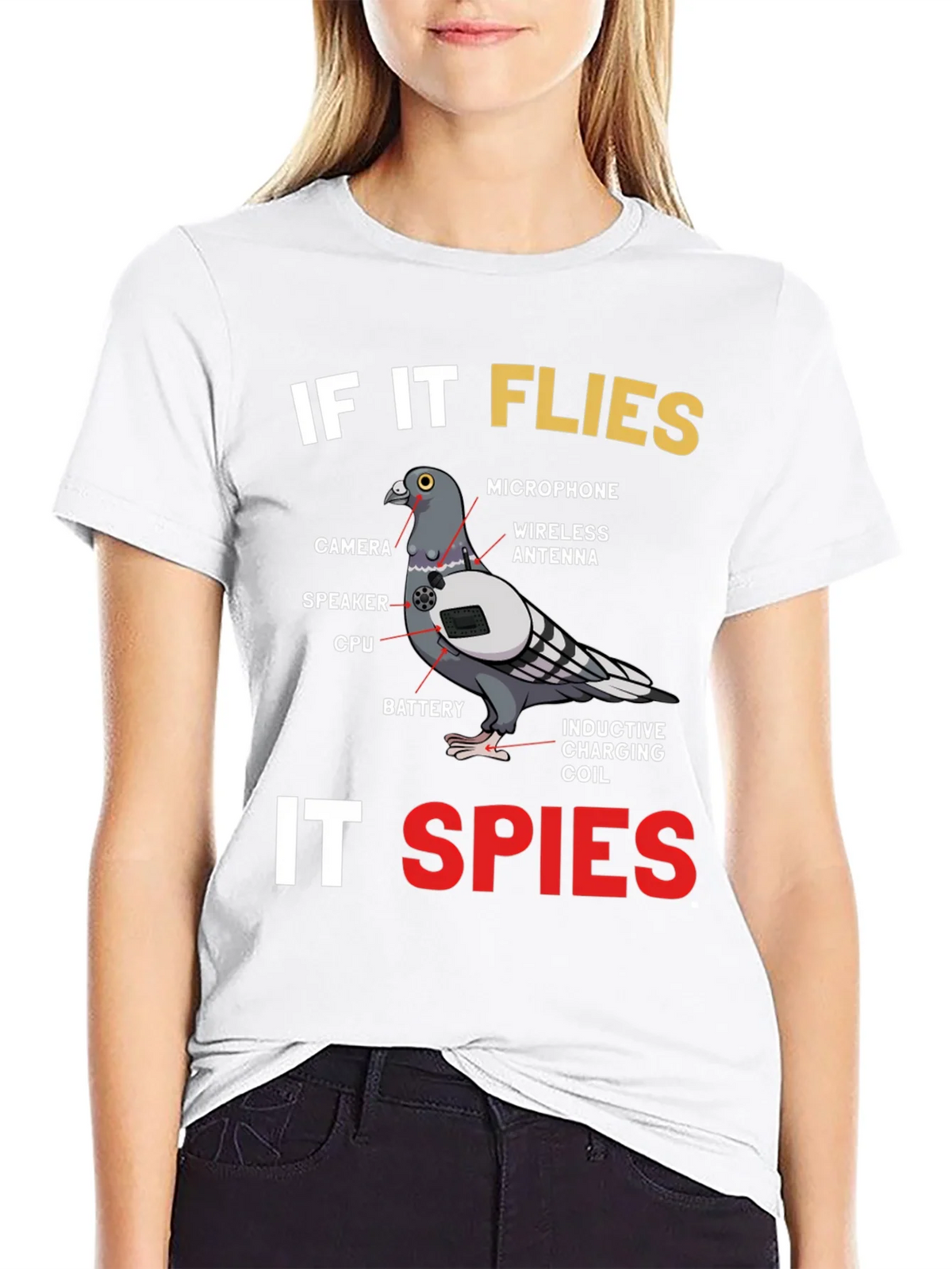 If It Flies It Spies Pigeon T-Shirt product image 7