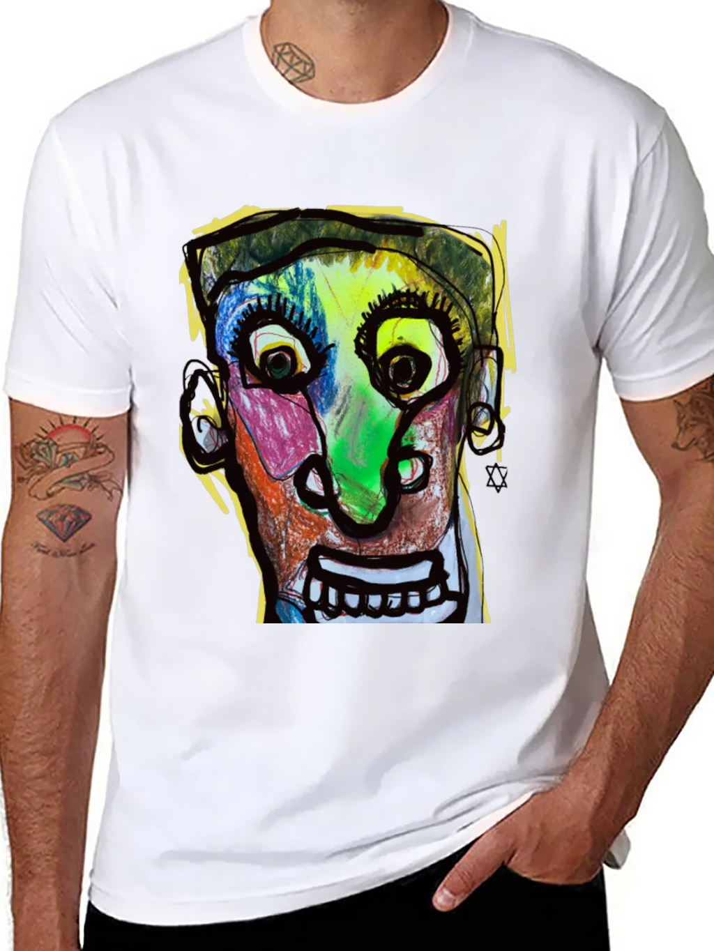 Abstract Face Graphic T-Shirt - Unique Art Tee product image 7
