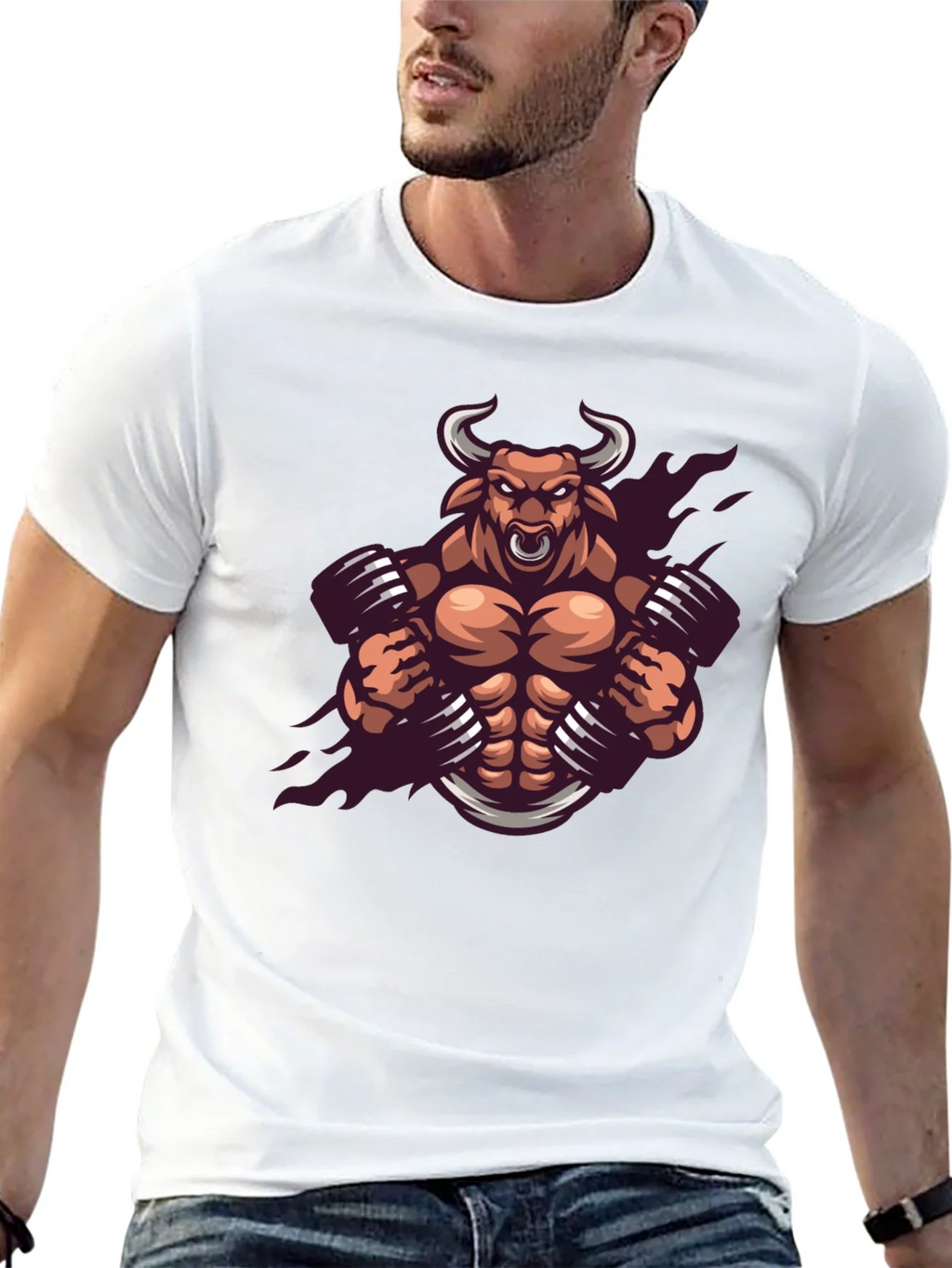 Muscle Bull Graphic Tee - Black Cotton T-Shirt product image 12