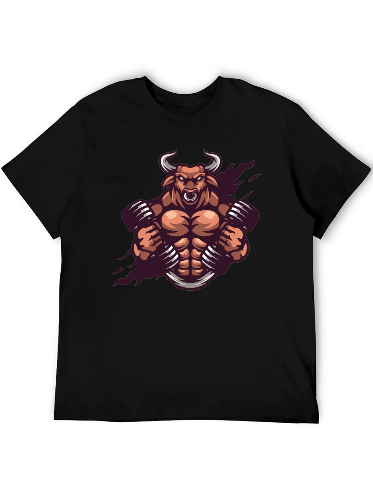 Muscle Bull Graphic Tee - Black Cotton T-Shirt product image 5