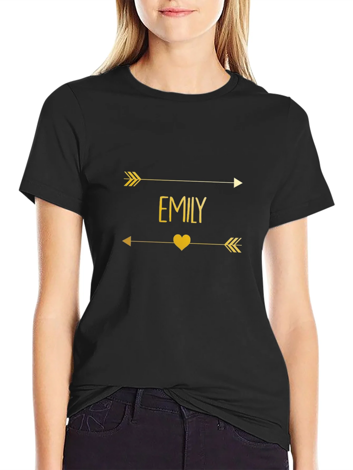 Emily Arrow Heart T-Shirt - Trendy Gold Graphic Tee product image 2
