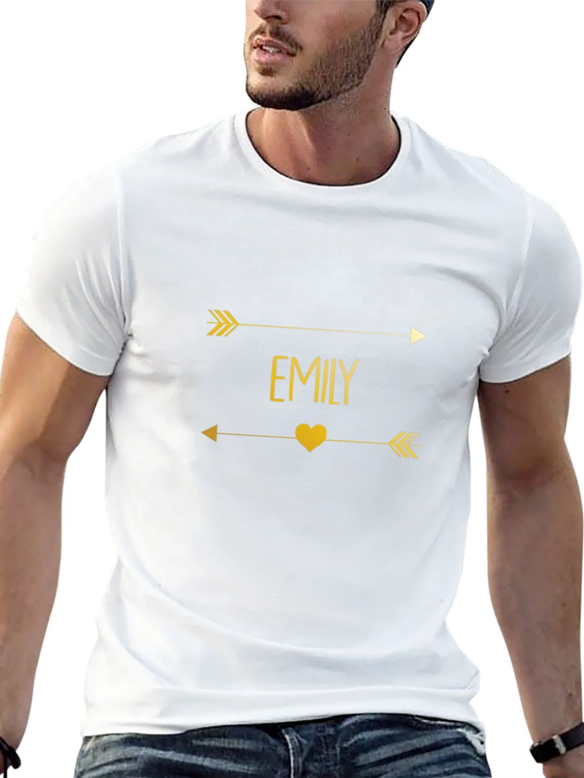 Emily Arrow Heart T-Shirt - Trendy Gold Graphic Tee product image 12