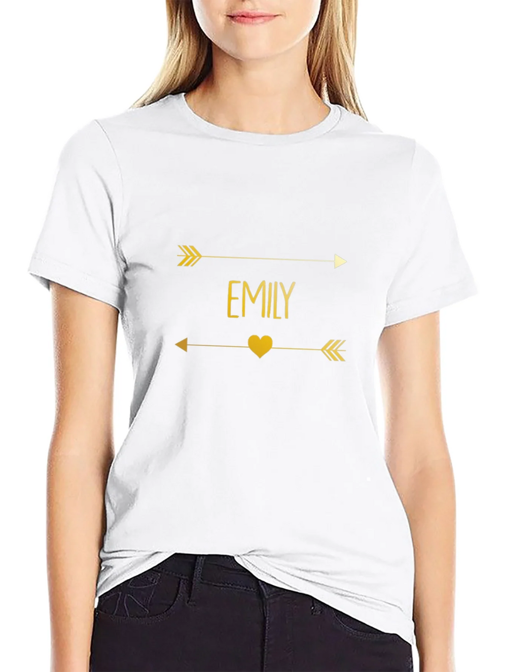 Emily Arrow Heart T-Shirt - Trendy Gold Graphic Tee product image 8