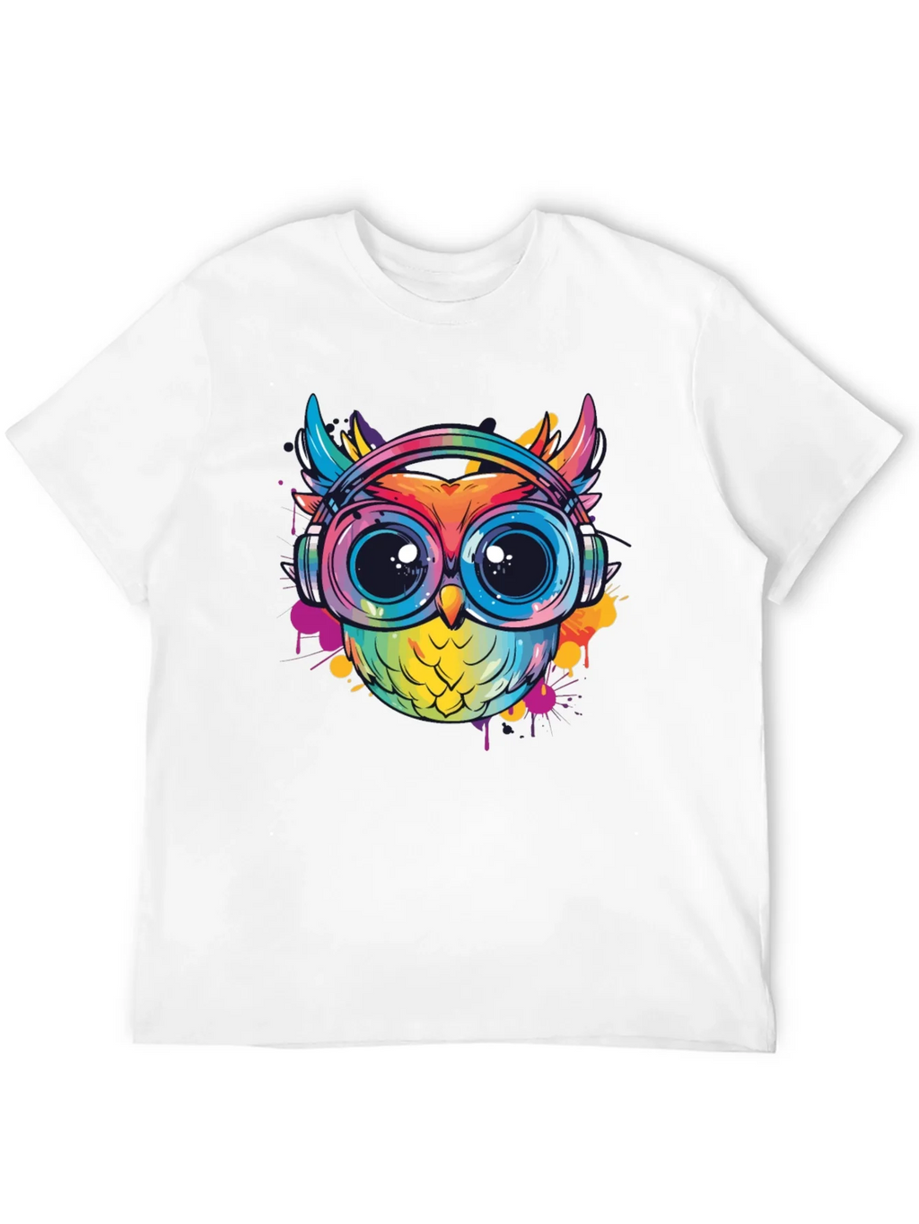 Owl With Headphones Graphic Tee - Trendy Colorful Design product image 11
