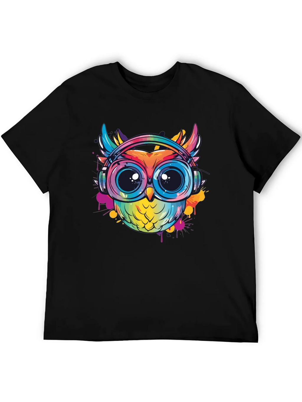 Owl With Headphones Graphic Tee - Trendy Colorful Design product image 5
