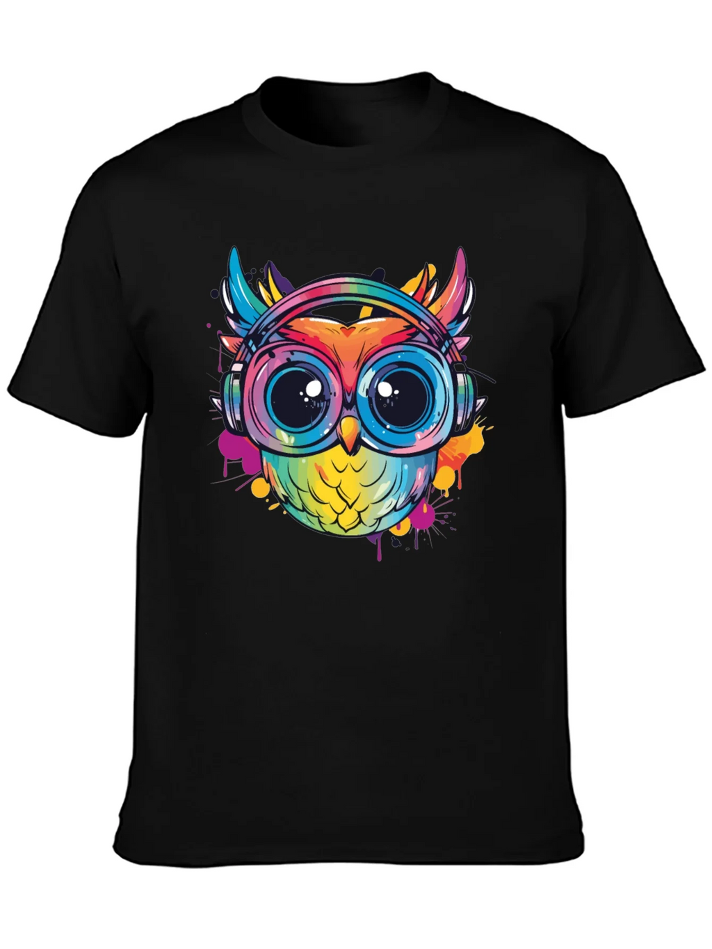 Owl With Headphones Graphic Tee - Trendy Colorful Design product image 3