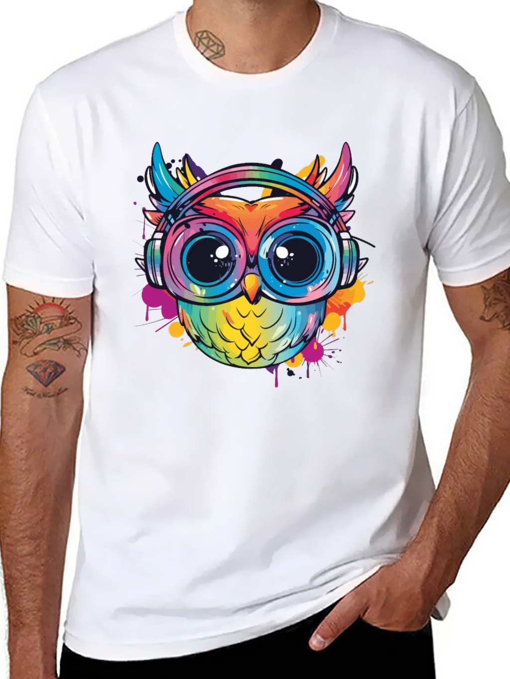 Owl With Headphones Graphic Tee - Trendy Colorful Design product image 7