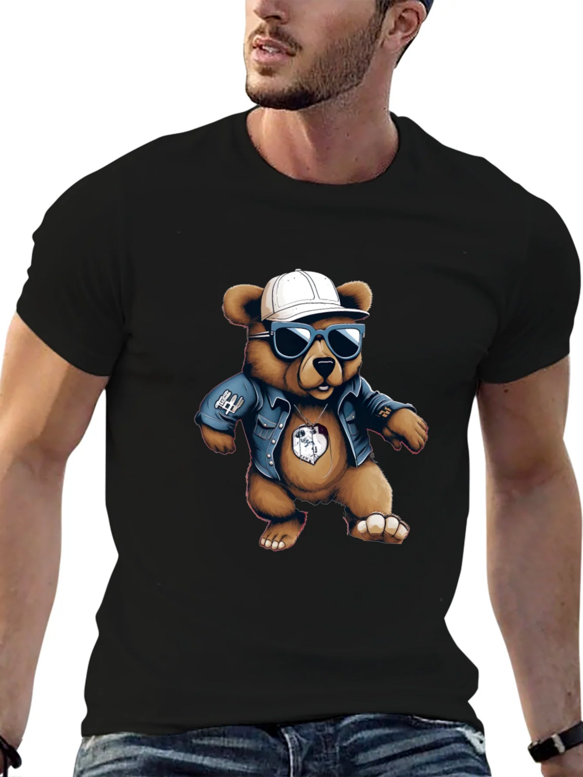 Cool Bear Graphic Tee - Black Cotton Blend product image 6