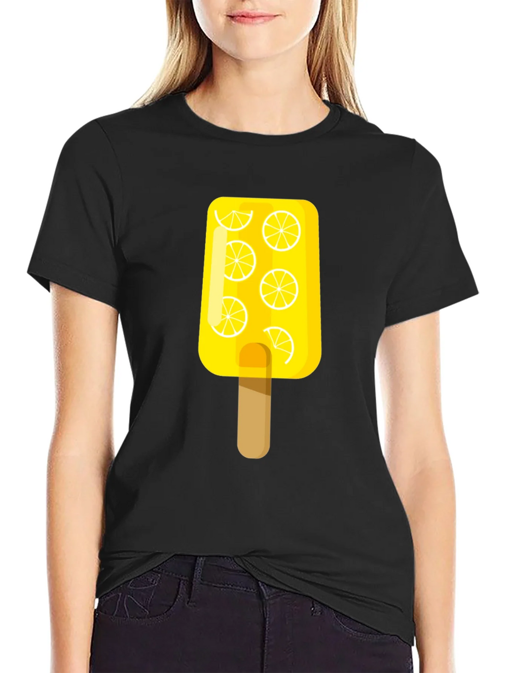 Lemon Popsicle Graphic Tee - Black Cotton T-Shirt product image 2