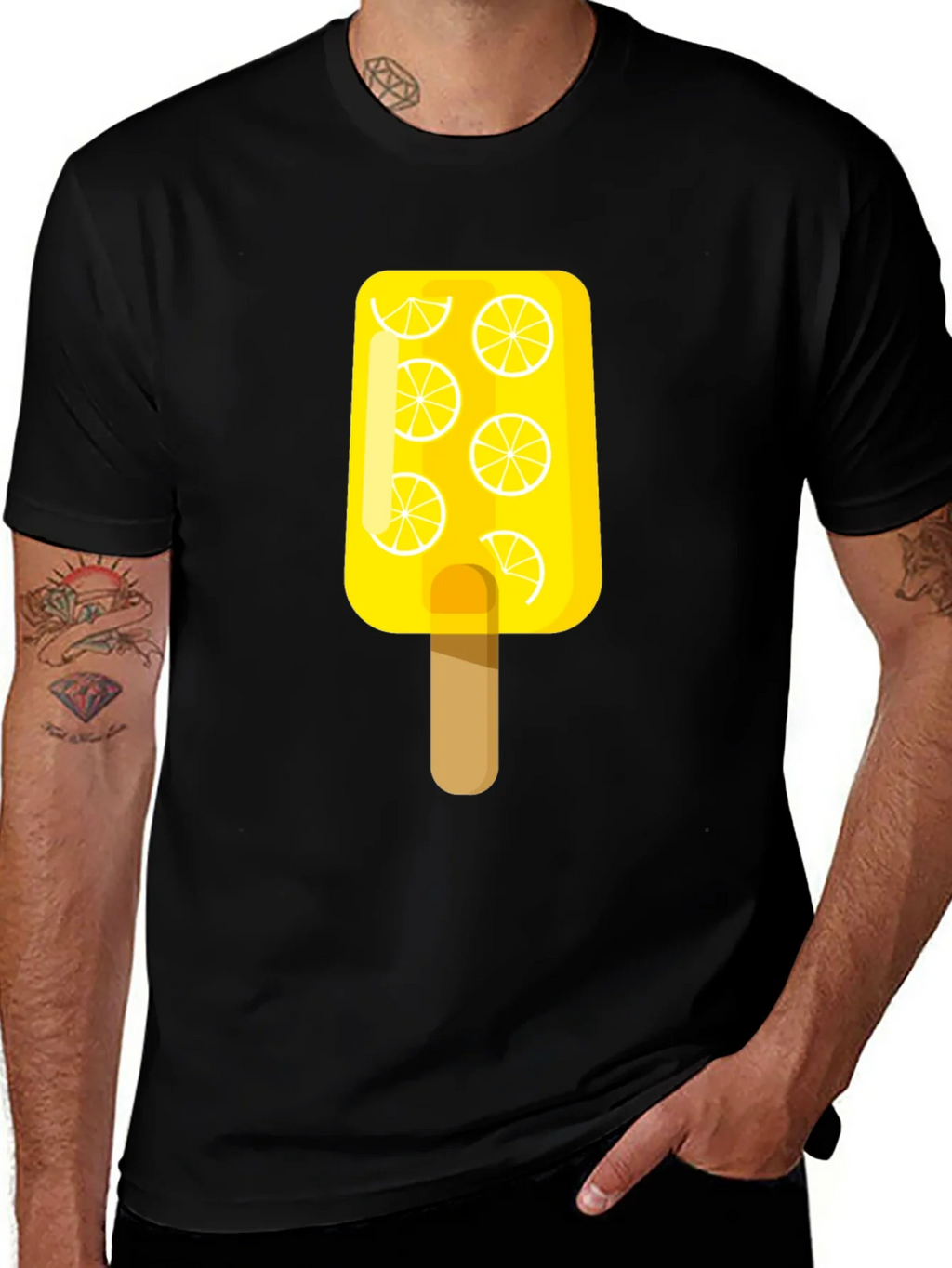 Lemon Popsicle Graphic Tee - Black Cotton T-Shirt product image 1