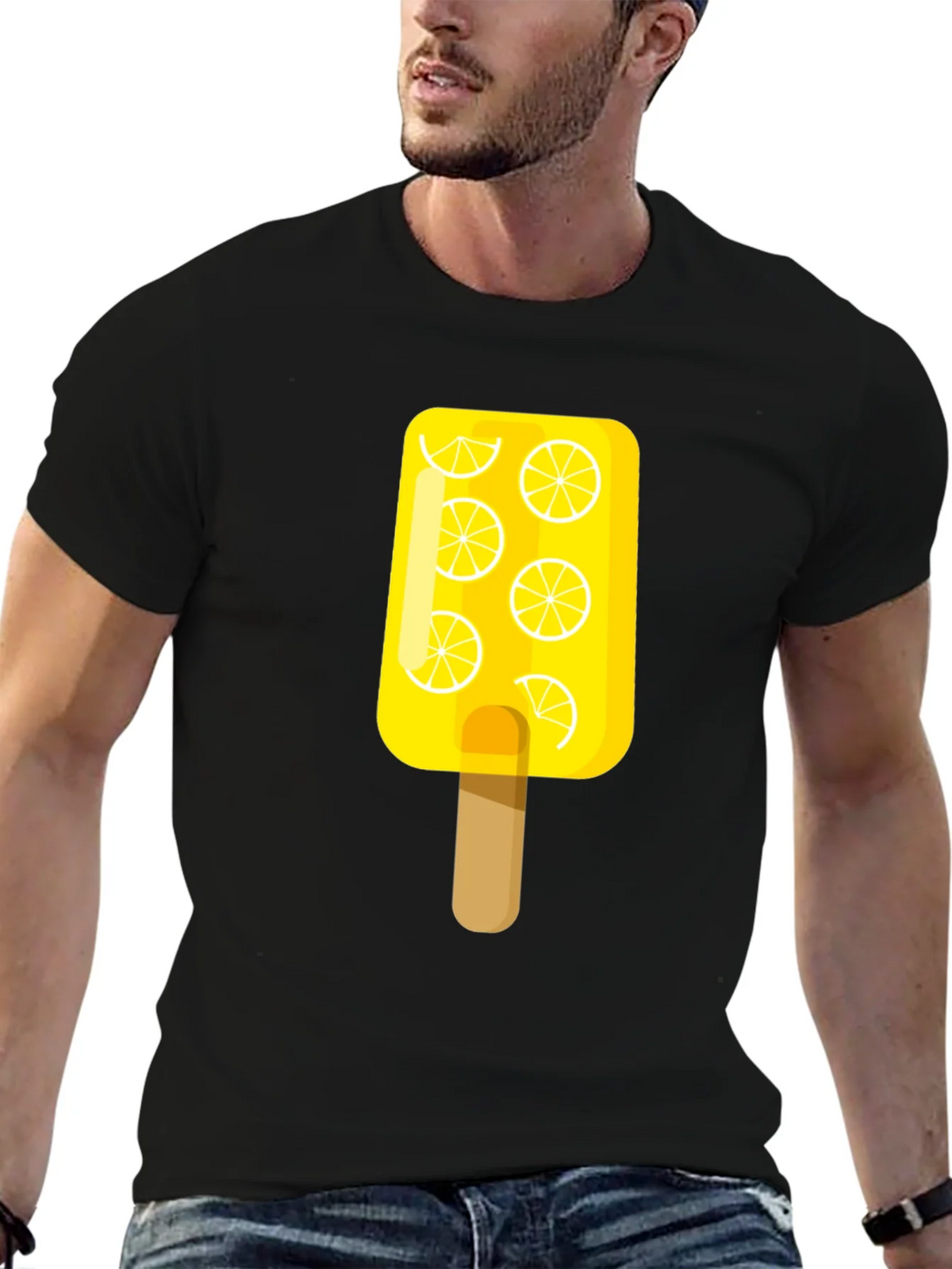 Lemon Popsicle Graphic Tee - Black Cotton T-Shirt product image 6