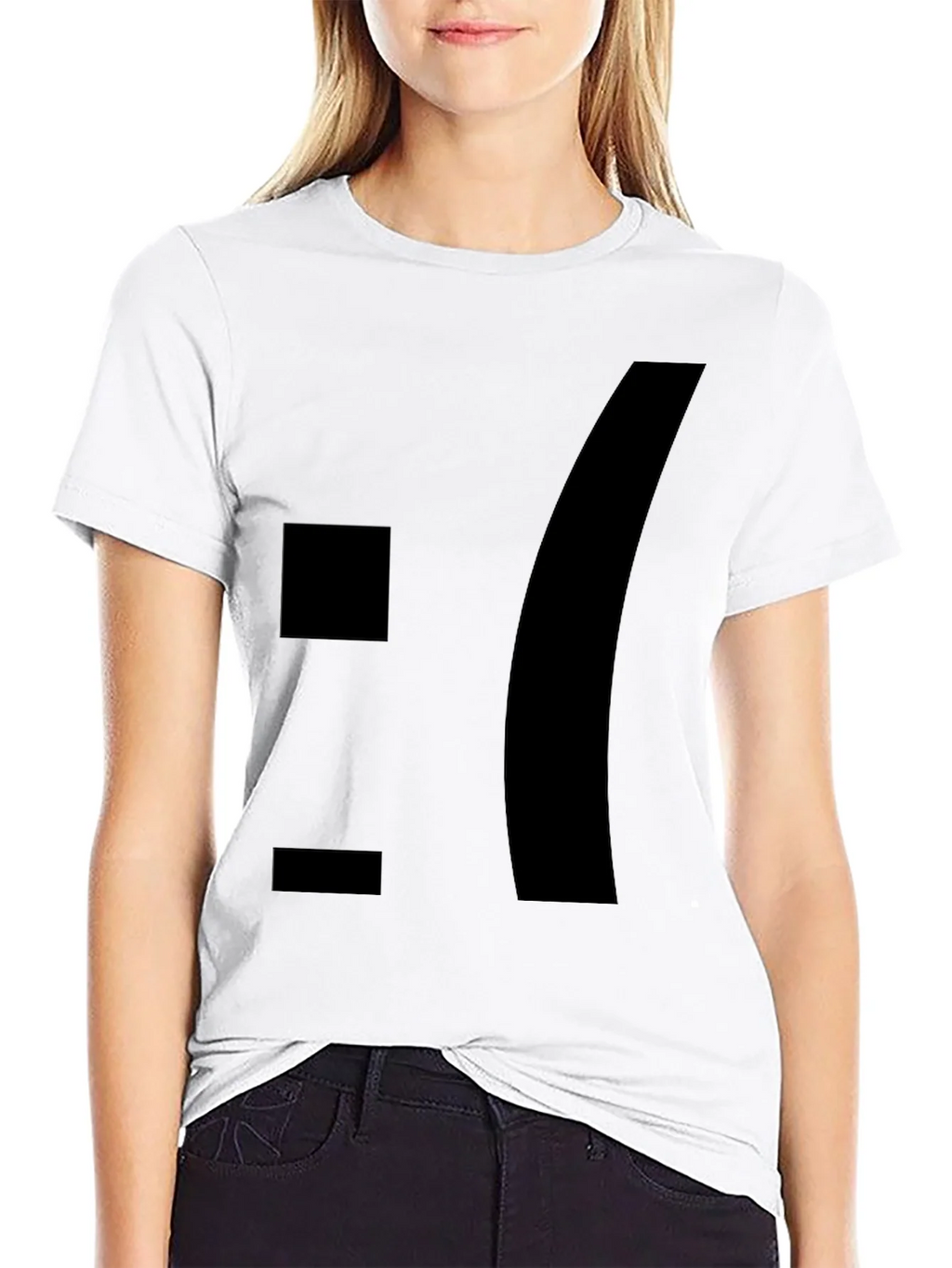 Sad Emoticon Graphic Tee - Black Cotton Blend product image 8