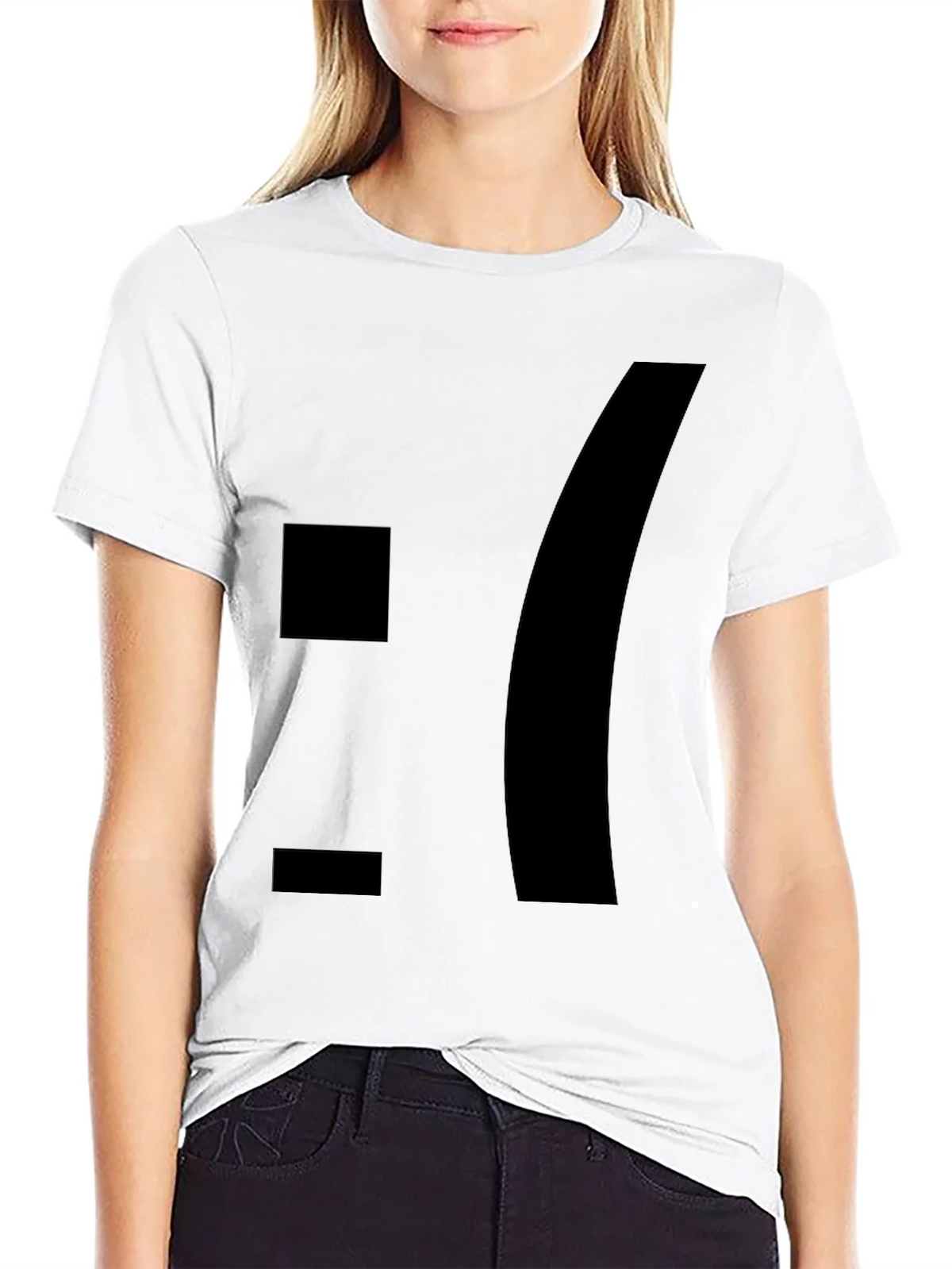 Sad Emoticon Graphic Tee - Black Cotton Blend product image 8