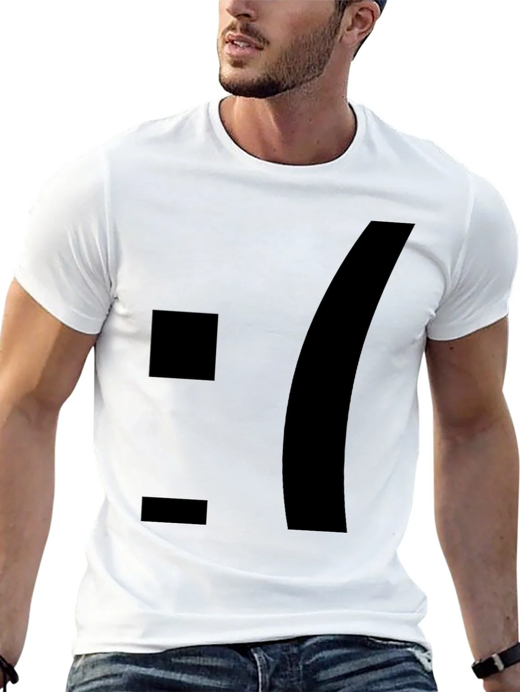 Sad Emoticon Graphic Tee - Black Cotton Blend product image 12