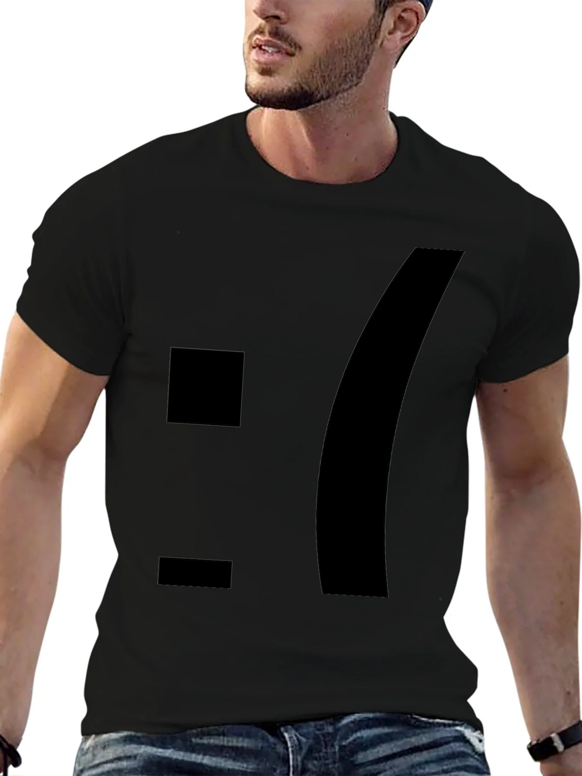 Sad Emoticon Graphic Tee - Black Cotton Blend product image 6