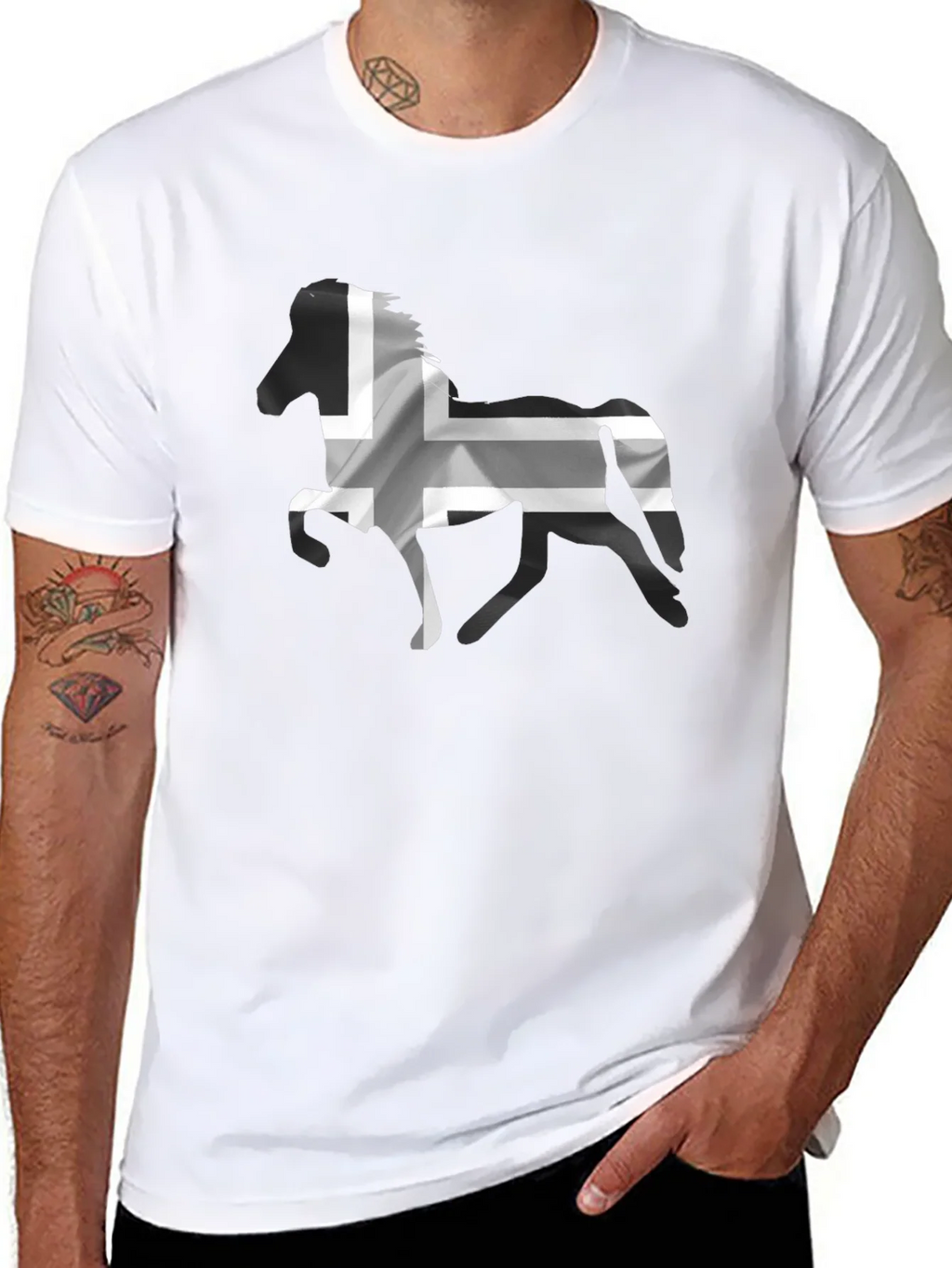 Icelandic Horse Flag T-Shirt - Black Cotton Tee product image 7