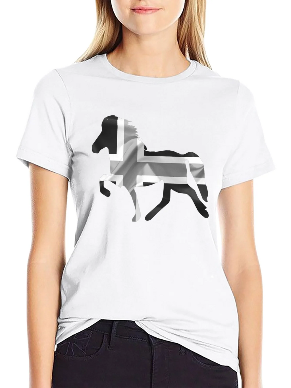 Icelandic Horse Flag T-Shirt - Black Cotton Tee product image 8