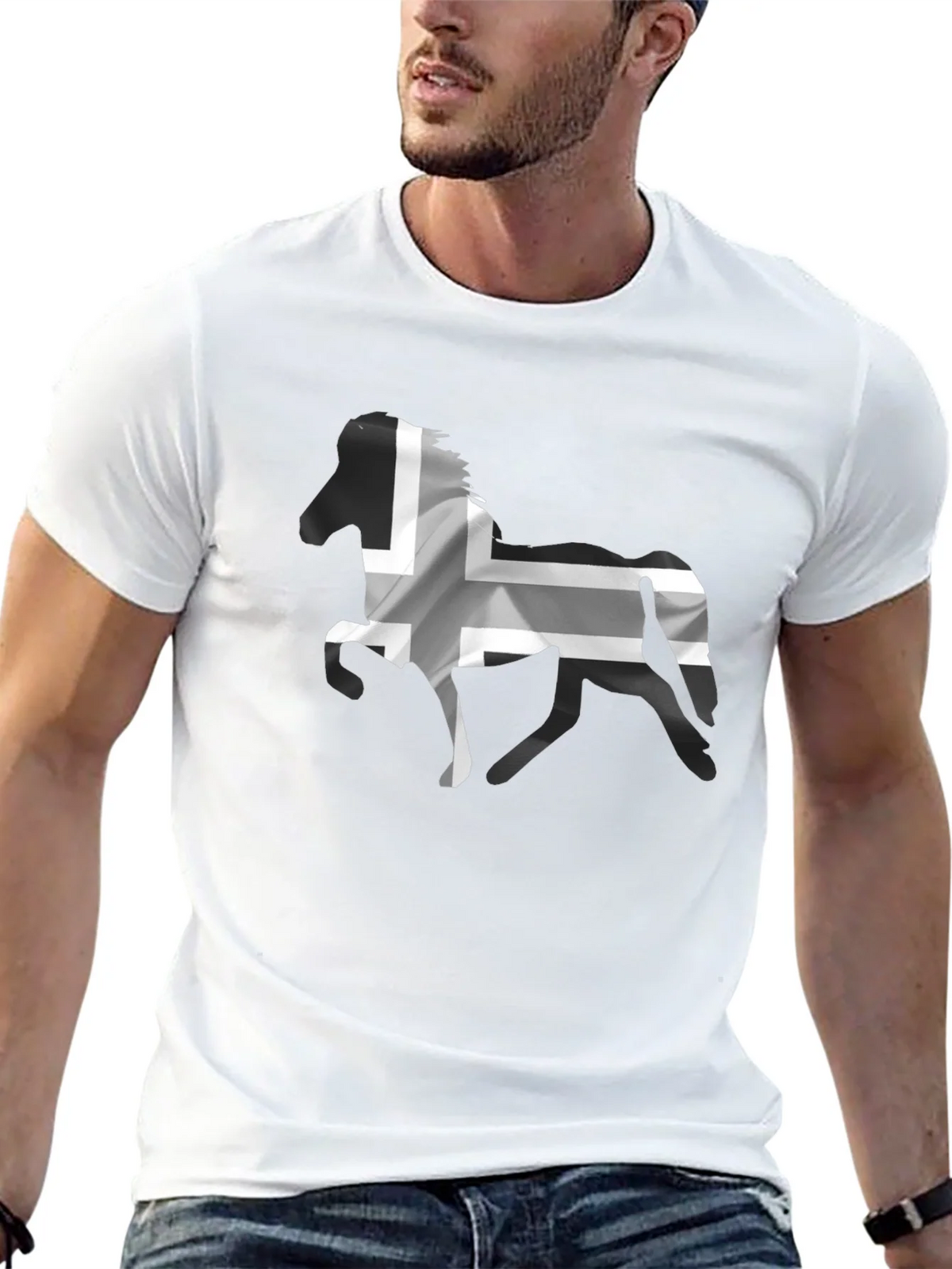 Icelandic Horse Flag T-Shirt - Black Cotton Tee product image 12