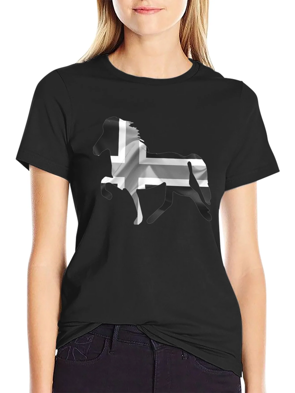 Icelandic Horse Flag T-Shirt - Black Cotton Tee product image 2
