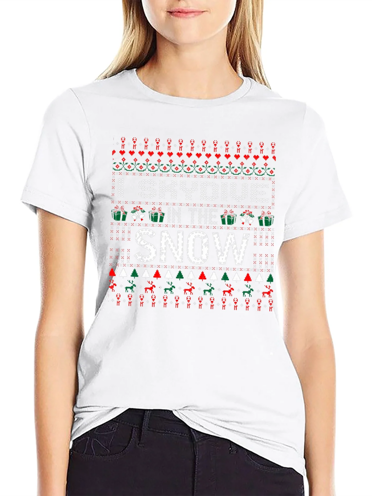 I Skydive in the Snow Ugly Christmas Holiday T-Shirt product image 8