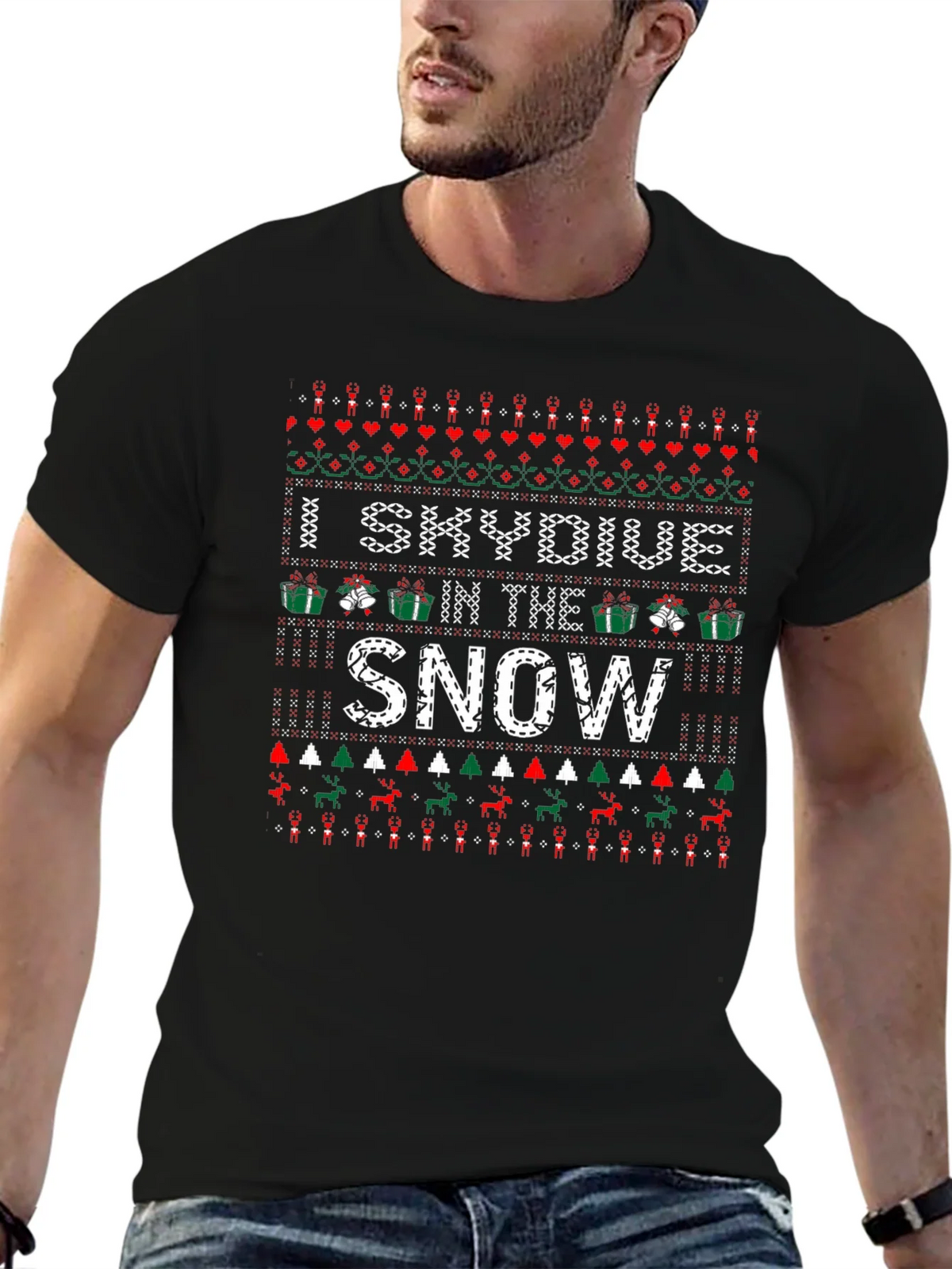I Skydive in the Snow Ugly Christmas Holiday T-Shirt product image 6