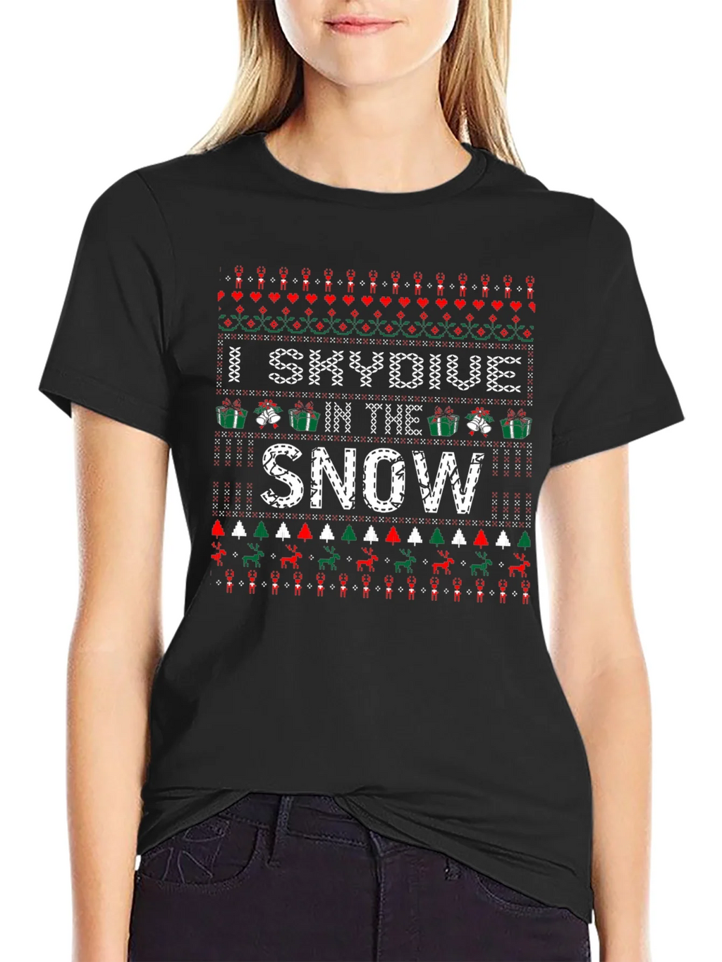 I Skydive in the Snow Ugly Christmas Holiday T-Shirt product image 2