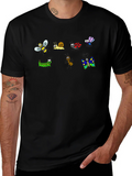 Cartoon Insects Black Cotton T-Shirt product image 1