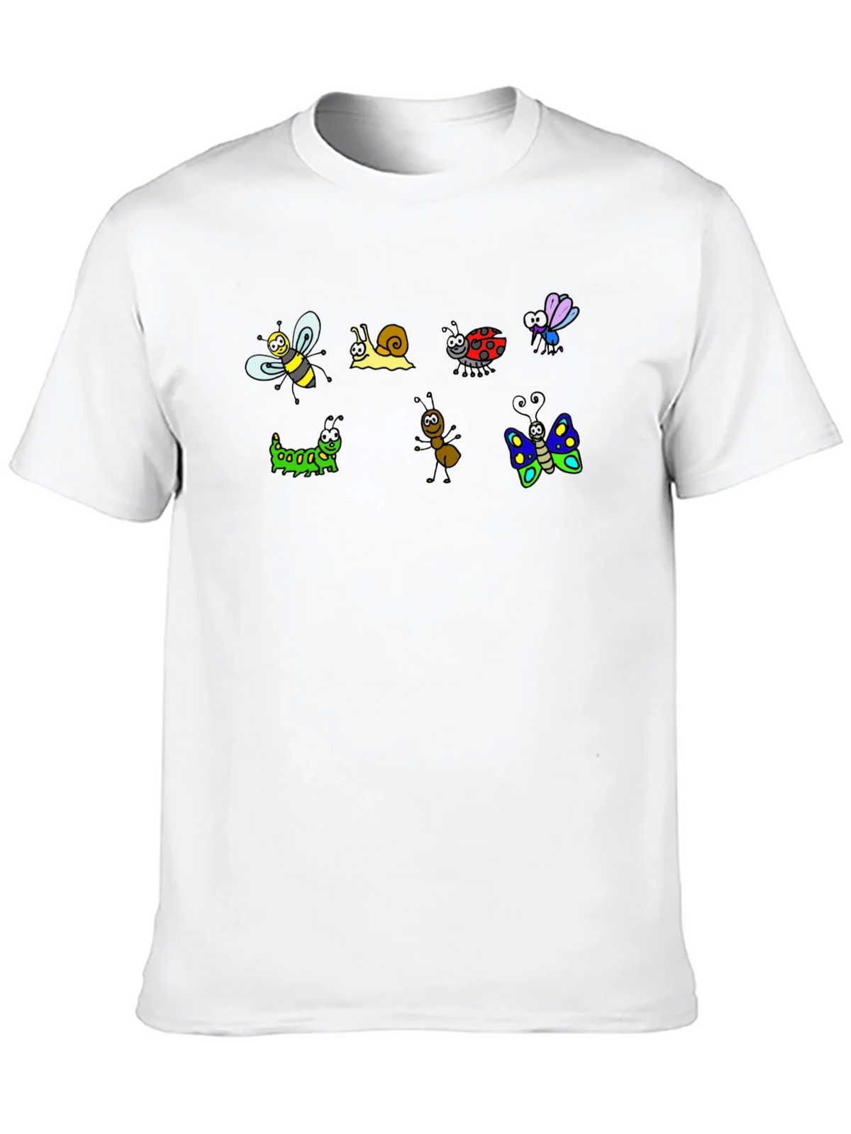 Cartoon Insects Black Cotton T-Shirt product image 9