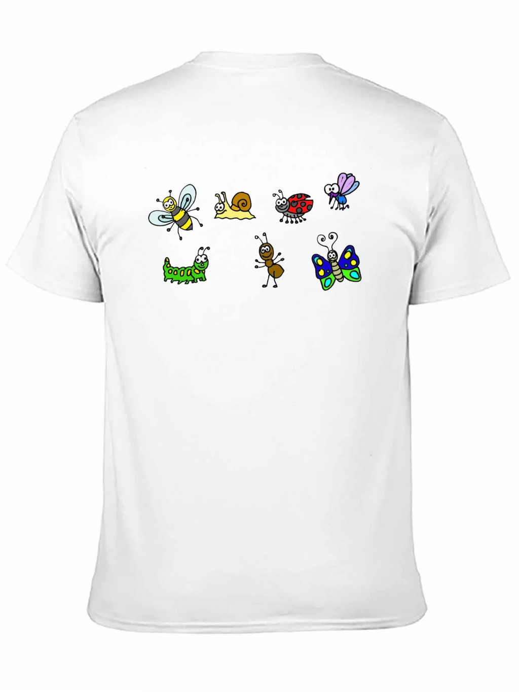 Cartoon Insects Black Cotton T-Shirt product image 10