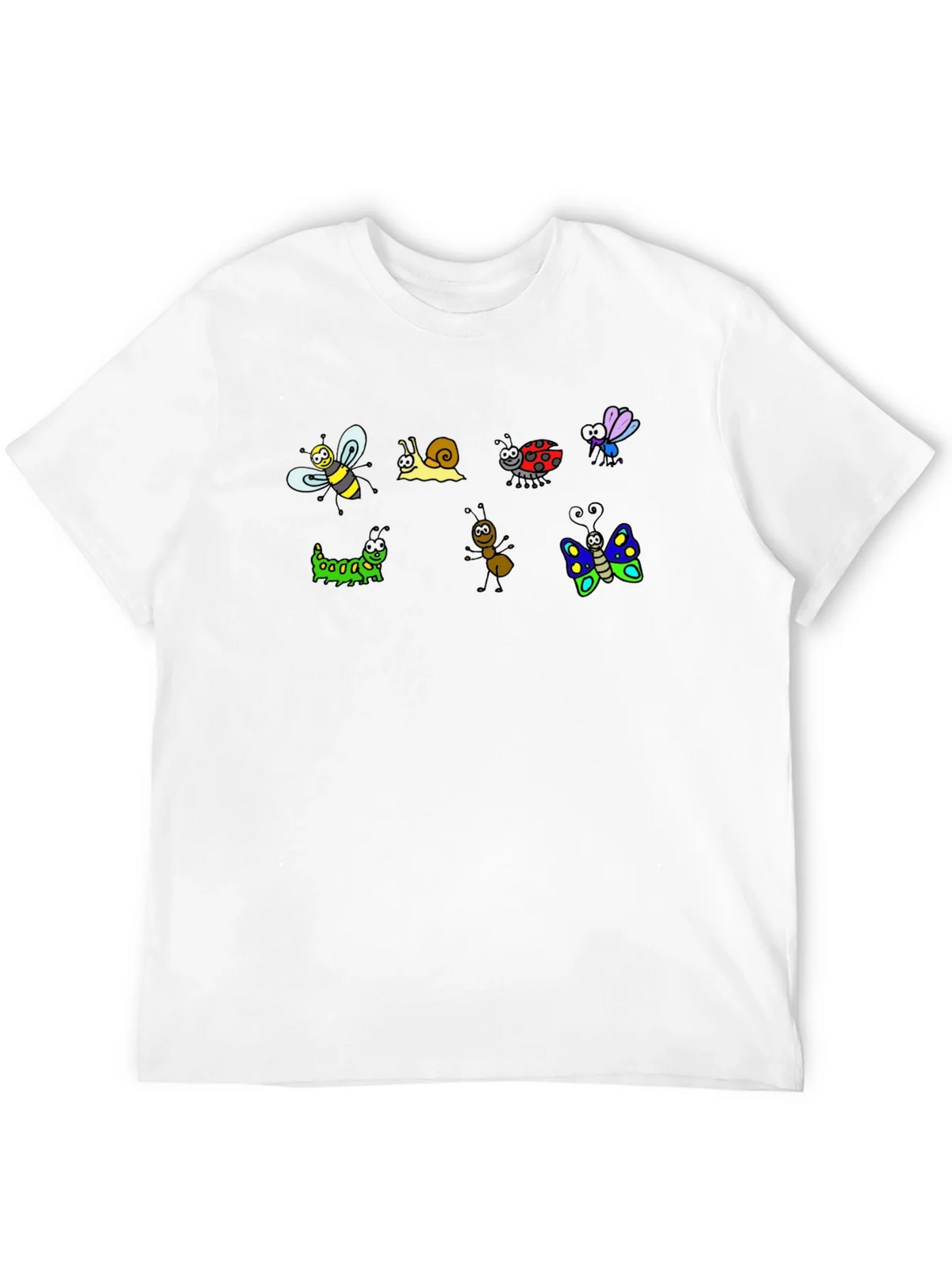 Cartoon Insects Black Cotton T-Shirt product image 11